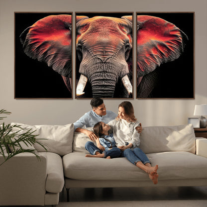 54719-MGV-FC-60X30-3P_Walnut-Elephant Wall Art – Majestic African Elephant Canvas Print, Wildlife Safari Animal Decor for Living Room, Bedroom, Office or Man