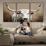 61423-MGV-CV-36X24-Longhorn Bull Wall Art – Rustic Western Texas Steer Canvas Print, Cowboy Farmhouse Decor for Living Room, Bedroom, Office or Ranch