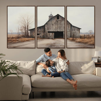 11602-MGV-CV-36X24-Old Barn Wall Art Canvas Print, Framed Rustic Barn Art Picture Print, Old Farmhouse Perfect Rustic Farmhouse Decor Artwork