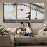 50559-MGV-CV-36X24-Banksy Girl with Balloon Wall Art – Famous Street Graffiti Canvas Print, Modern Urban Artwork for Living Room, Bedroom or Office