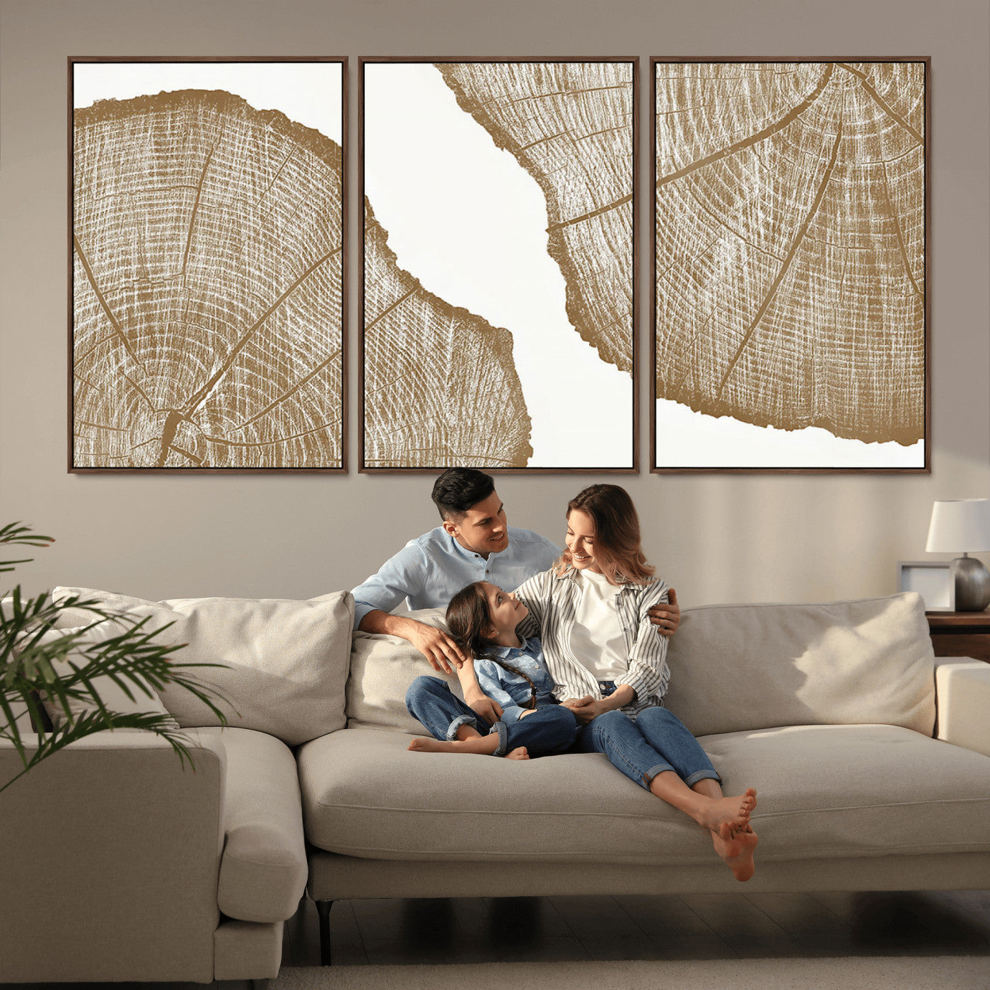 99692-MGV-CV-36X24-Tree Ring Linocut Wall Art Canvas Print, Framed Wood Cut Art Picture Print, Tree Rings Perfect Minimalist Rustic Decor Artwork