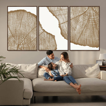 99692-MGV-CV-36X24-Tree Ring Linocut Wall Art Canvas Print, Framed Wood Cut Art Picture Print, Tree Rings Perfect Minimalist Rustic Decor Artwork