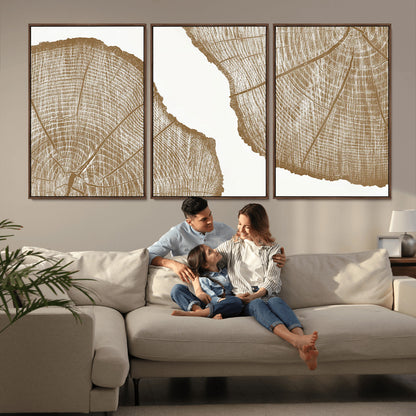 99692-MGV-CV-36X24-Tree Ring Linocut Wall Art Canvas Print, Framed Wood Cut Art Picture Print, Tree Rings Perfect Minimalist Rustic Decor Artwork