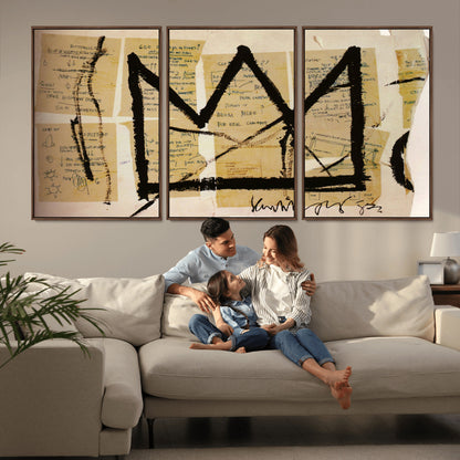 37215-MGV-CV-36X24-Abstract Crown Wall Art – Urban Graffiti Style Canvas Print Modern Street Art Design, Bold Contemporary Decor for Living Room,