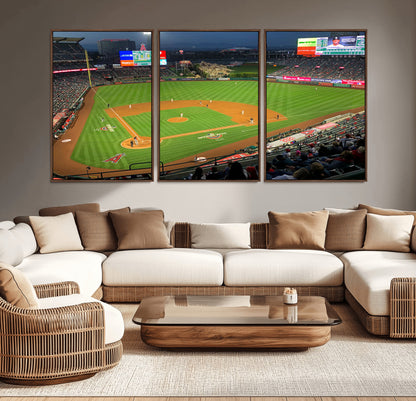 93707-MGV-CV-36X24-Los Angeles Stadium Wall Art Canvas Print, Framed Angel Stadium Field Art Picture Print, Anaheim Stadium Perfect Sports Room Decor
