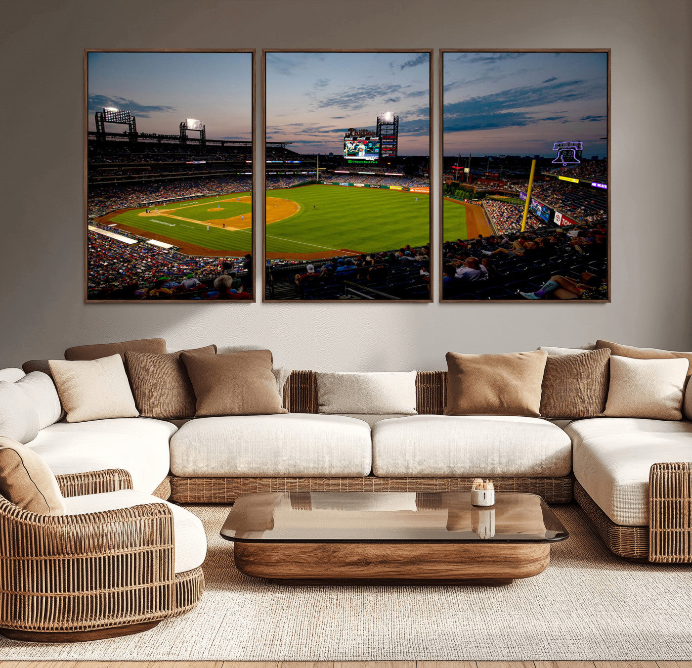 17415-MGV-CV-36X24-Philadelphia Phillies Stadium Wall Art Canvas Print, Framed Citizens Bank Park Art Picture Print, Phillies Stadium Field Perfect