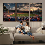 53432-MGV-CV-36X24-Fenway Park Stadium Wall Art Canvas Print, Framed Boston Baseball Stadium Art Picture Print, Massachusetts Fenway Park Perfect