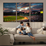 66781-MGV-CV-36X24-Baseball Stadium Wall Art – Canvas Print Evening Game Field Packed Crowd Sunset Sky Sports Photography, Dynamic Decor for Game