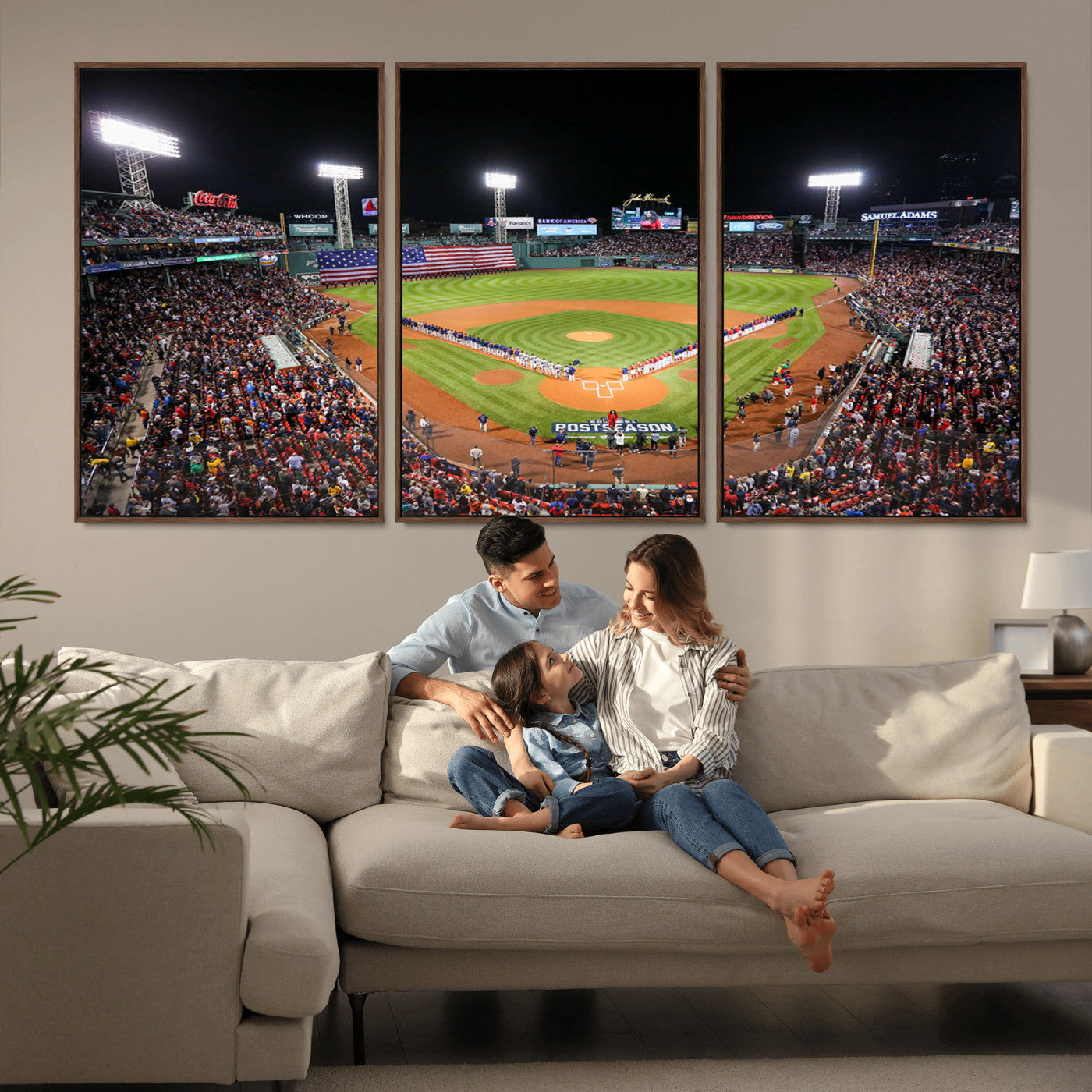 47365-MGV-CV-36X24-Fenway Park Stadium Wall Art Canvas Print, Framed Boston Baseball Stadium Art Picture Print, MLB Stadium Field Perfect Sport Room