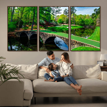 57655-MGV-CV-36X24-Golf Course Wall Art – Canvas Print Scenic Green Fairway Stone Bridge Water Reflection Landscape, Classic Sports Decor for Office,