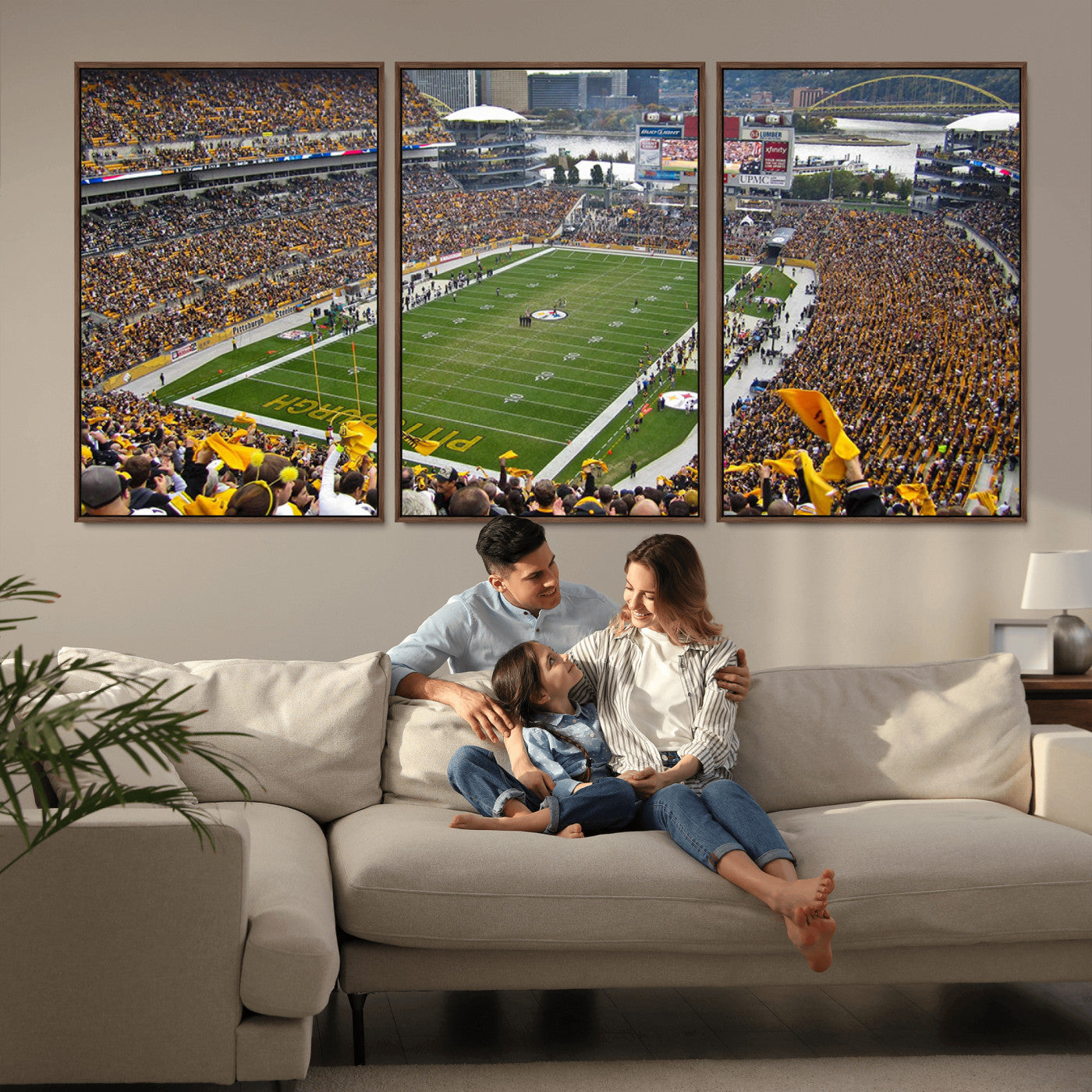 51419-MGV-CV-36X24-Heinz Field Wall Art Canvas Print, Framed Pittsburgh Stadium Field Art Picture Print, Heinz Stadium Field Perfect Sports Room