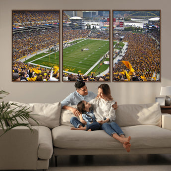 51419-MGV-CV-36X24-Heinz Field Wall Art Canvas Print, Framed Pittsburgh Stadium Field Art Picture Print, Heinz Stadium Field Perfect Sports Room