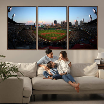 67670-MGV-CV-36X24-PNC Park Stadium Wall Art Canvas Print, Framed Pittsburgh Pirates Stadium Art Picture Print, PNC Park Field Perfect Sport Room