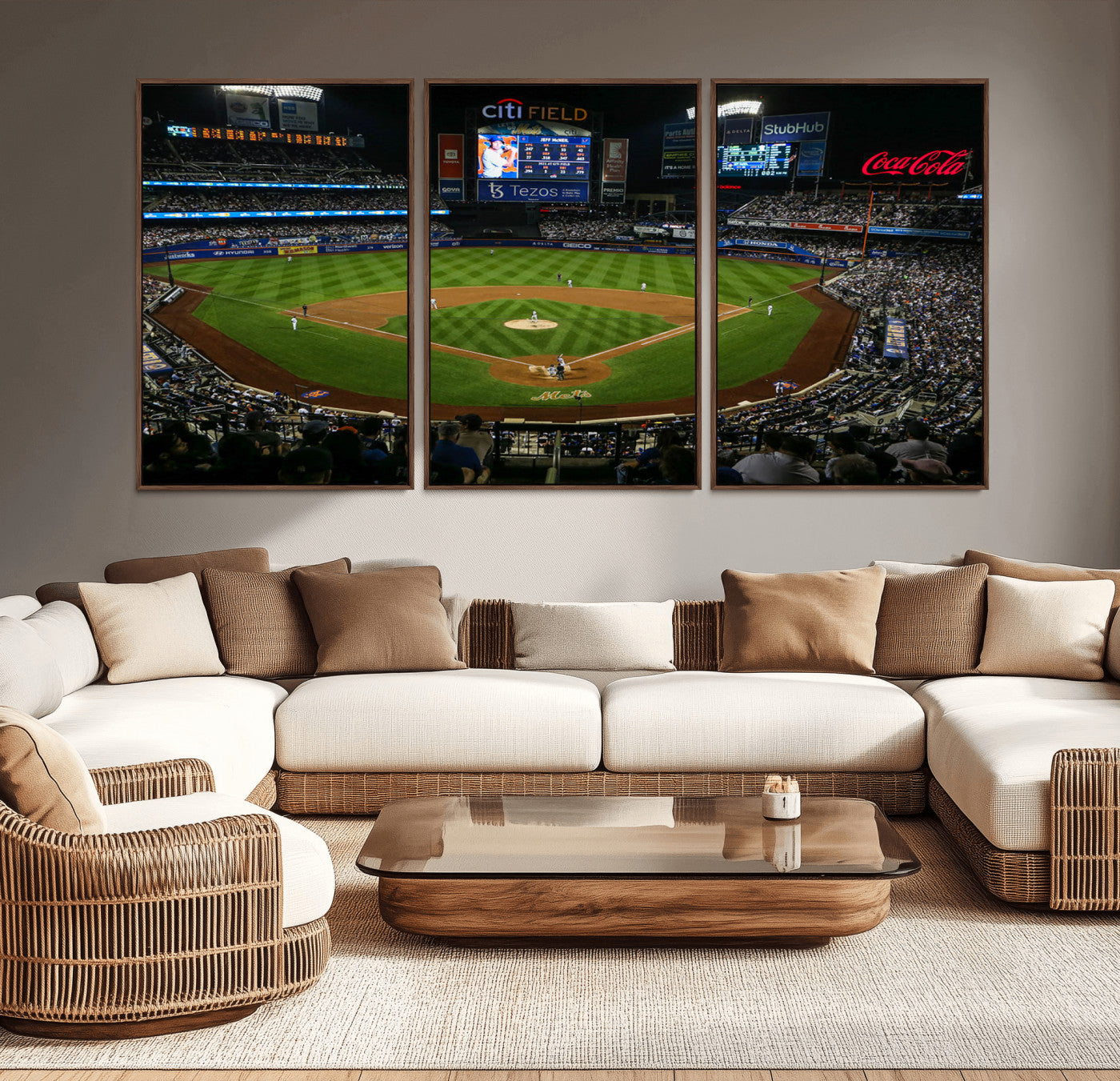 83979-MGV-CV-36X24-RingCentral Coliseum Wall Art Canvas Print, Framed Oakland A's Stadium Art Picture Print, RingCentral Coliseum Field Perfect Sport