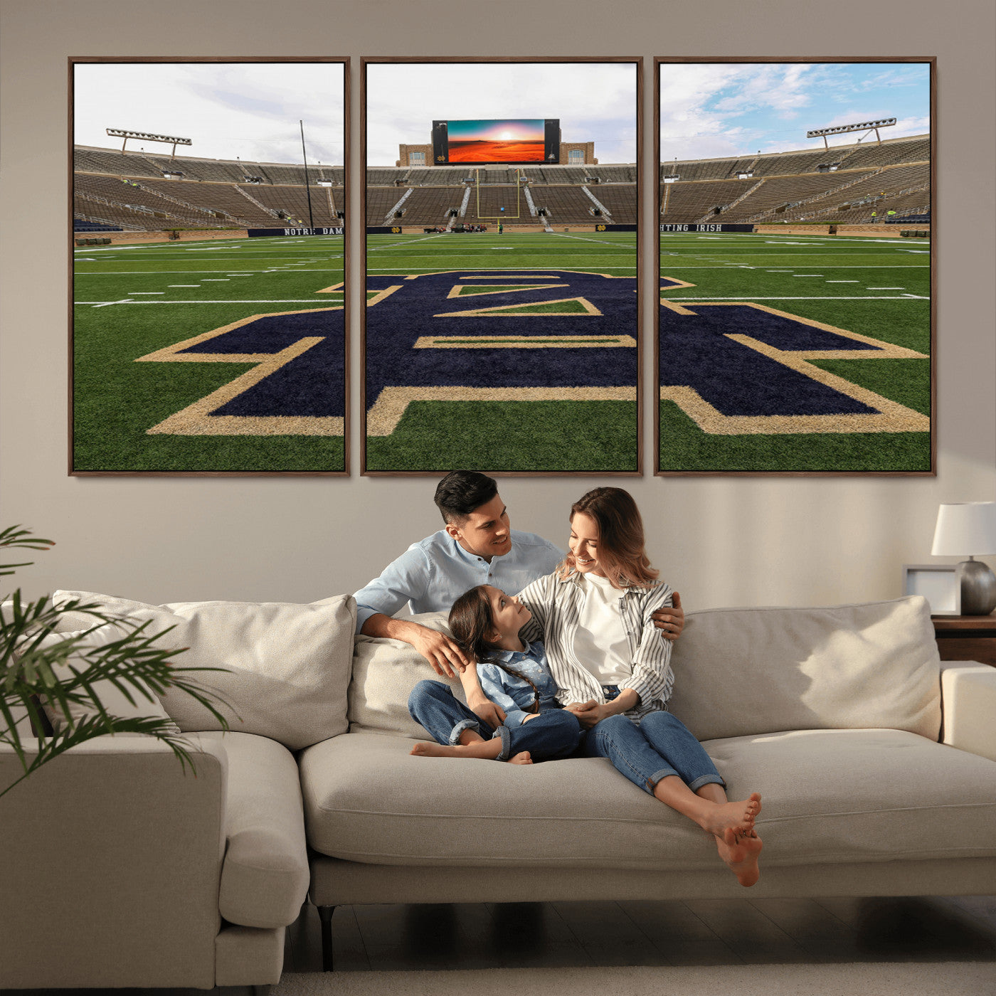 52835-MGV-CV-36X24-Notre Dame Stadium Wall Art Canvas Print, Framed Indiana Stadium Art Picture Print, Notre Dame Field Perfect Sport Room Decor