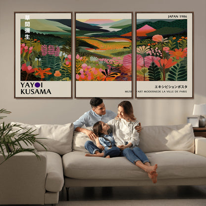 75719-MGV-CV-36X24-Botanical Mountain Valley Wall Art – Panoramic Nature Canvas Print, Vibrant Floral Field Artwork for Living Room, Bedroom, Office,