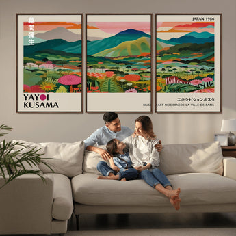 54215-MGV-CV-36X24-Yayoi Kusama Wall Art – Panoramic Japanese Landscape Canvas Print, Modern Abstract Nature Decor for Office, Bedroom or Living Room