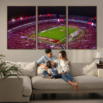 11343-MGV-CV-36X24-Bryant-Denny Stadium Wall Art – Panoramic Alabama Crimson Tide Football Field Canvas Print, Game Day Decor for Office, Man Cave or