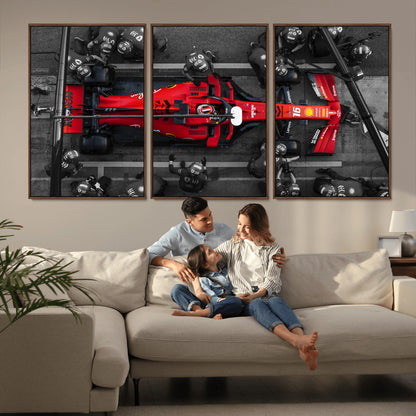 99356-MGV-CV-36X24-Ferrari Pit Stop Wall Art – Formula 1 Racing Car Canvas Print, Red Speed Machine Motorsport Decor for Office, Garage, Man Cave or