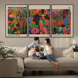 40791-MGV-CV-36X24-Kusama Inspired Wall Art – Vibrant Abstract Floral Jungle Canvas Print, Bold Pop Art Botanical Decor for Living Room, Bedroom, or