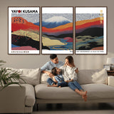 14839-MGV-CV-36X24-Yayoi Kusama Wall Art – Panoramic Mountain & River Canvas Print, Modern Abstract Japanese Landscape Decor for Living Room or