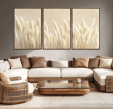 81444-MGV-CV-36X24-Pampas Grass Wall Art Canvas Print, Framed Beige Pampas Grass Art Picture Print, Minimalist Beige Perfect Minimalist Nature Decor