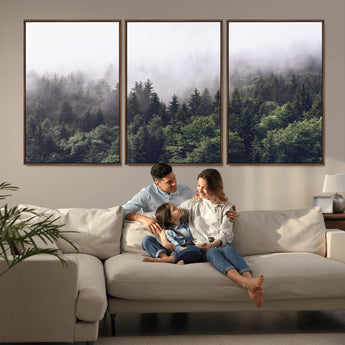 42578900-MGV-CV-36X24-Misty Pine Forest Wall Art – Tranquil Foggy Mountain Canvas Print, Nature Landscape Décor for Bedroom, Living Room, Cabin or