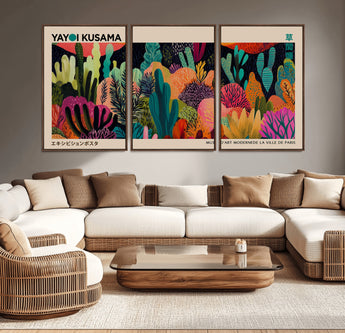 45711-MGV-CV-36X24-Yayoi Kusama Wall Art Canvas Print, Framed Abstract Yayoi Kusama Art Picture Print, Japanese Wabi Sabi Perfect Modern Abstract