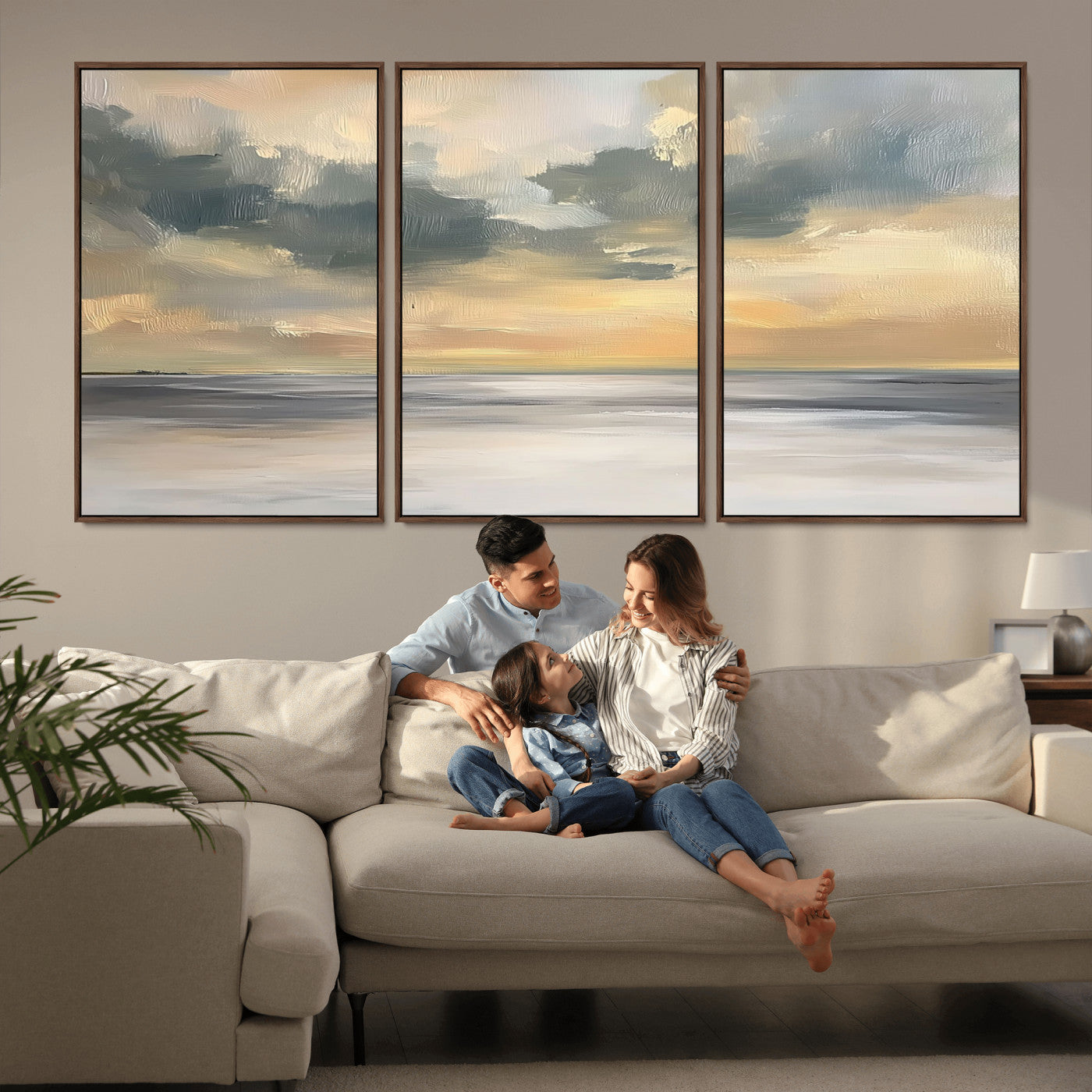 45544-MGV-CV-36X24-Ocean Sunset Wall Art – Serene Seascape Canvas Print with Golden Sky and Calm Water, Coastal Beach Artwork for Living Room,