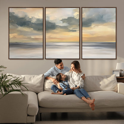 45544-MGV-CV-36X24-Ocean Sunset Wall Art – Serene Seascape Canvas Print with Golden Sky and Calm Water, Coastal Beach Artwork for Living Room,