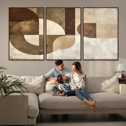 59767-MGV-CV-36X24-Abstract Geometric Shapes Wall Art – Modern Minimalist Canvas Print, Neutral Brown Beige Tan Artwork for Living Room, Bedroom,