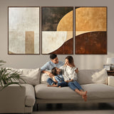 15030-MGV-FC-60X30-3P_Walnut-Wabi Sabi Wall Art Canvas Print, Framed Modern Abstract Art Picture Print, Minimalist Zen Perfect Minimalist Modern Decor Artwork