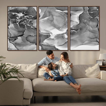 15911-MGV-CV-36X24-Black and White Abstract Wall Art – Modern Ink Swirl Canvas Print, Minimalist Contemporary Painting for Living Room, Bedroom,