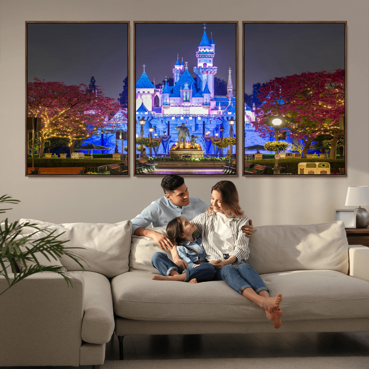 66710-MGV-CV-36X24-Enchanted Castle Wall Art – Magical Night Scene Canvas Print with Glowing Lights, Fantasy Architecture Artwork for Living Room,