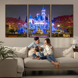 66710-MGV-CV-36X24-Enchanted Castle Wall Art – Magical Night Scene Canvas Print with Glowing Lights, Fantasy Architecture Artwork for Living Room,