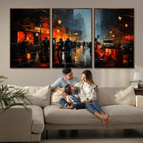 32816-MGV-CV-36X24-City Jazz Night Wall Art – Modern Abstract Urban Street Scene Canvas Print, Moody Music-Themed Decor for Living Room, Office, or