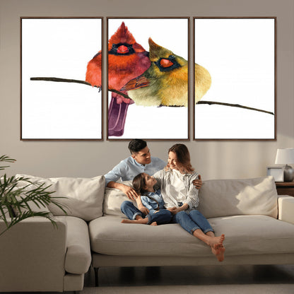 67752-MGV-CV-36X24-Cardinal Couple Wall Art – Male and Female Cardinal Canvas Print, Romantic Bird Artwork for Nature Lovers, Living Room, Bedroom,