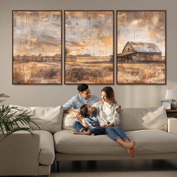 FARM2-MGV-CV-36X24-Rustic Farmhouse Wall Art Canvas Print, Framed Old Barn Art Picture Print, Southwestern Farmhouse Perfect Rustic Decor Artwork