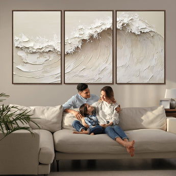 45175-MGV-CV-36X24-Textured Wave Wall Art Canvas Print, Framed Minimal Seascape Art Picture Print, Elegant Wave Perfect Modern Coastal Decor Artwork