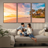 41542880-MGV-CV-36X24-Tropical Beach Wall Art Canvas Print, Framed Palm Trees Art Picture Print, Sunset Shore Perfect Tropical Coastal Decor Artwork