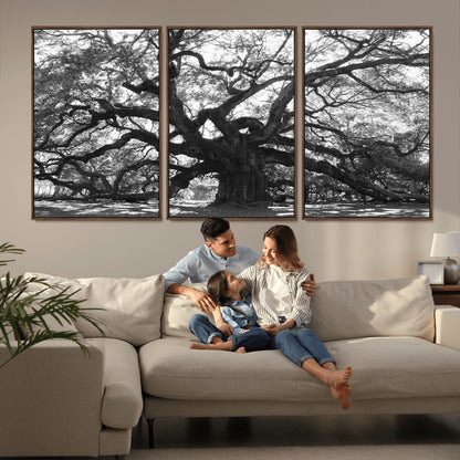 81655611-MGV-CV-36X24-Ancient Oak Wall Art Canvas Print, Framed Twisted Branches Art Picture Print, Gnarled Tree Perfect Moody Nature Decor Artwork