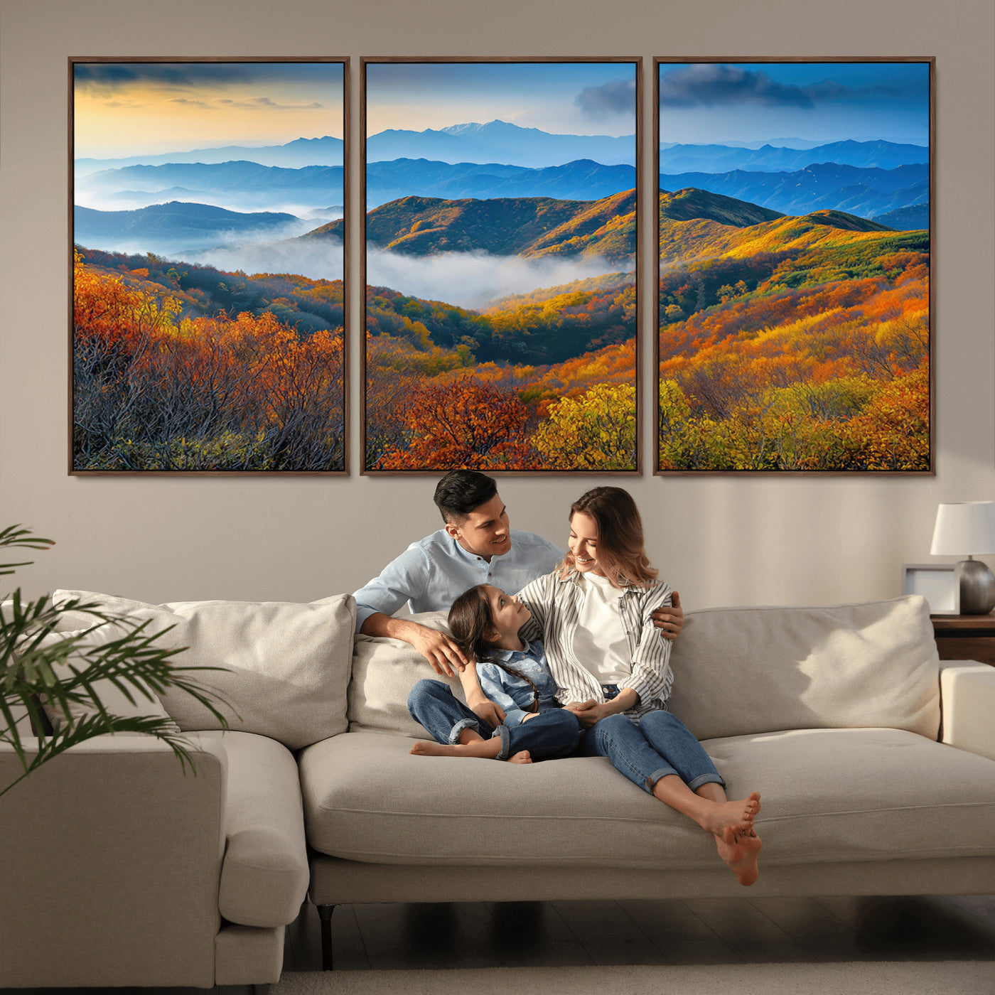 86772247-MGV-CV-36X24-Autumn Mountains Wall Art Canvas Print, Framed Fall Foliage Art Picture Print, Vibrant Hills Perfect Vibrant Nature Decor Artwork