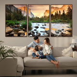 90956031-MGV-CV-36X24-Yosemite Valley Wall Art – Scenic Mountain River Landscape Canvas Print, Nature Photography for Living Room, Bedroom, Cabin,