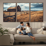 69356982-MGV-CV-36X24-Old Barn Wall Art Canvas Print, Framed Rustic Fence Art Picture Print, Wooden Farmhouse Perfect Rustic Farmhouse Decor Artwork