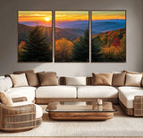 36964931-MGV-CV-36X24-Autumn Mountains Wall Art Canvas Print, Framed Sunset Glow Forest Art Picture Print, Golden Trees Perfect Vibrant Nature Decor