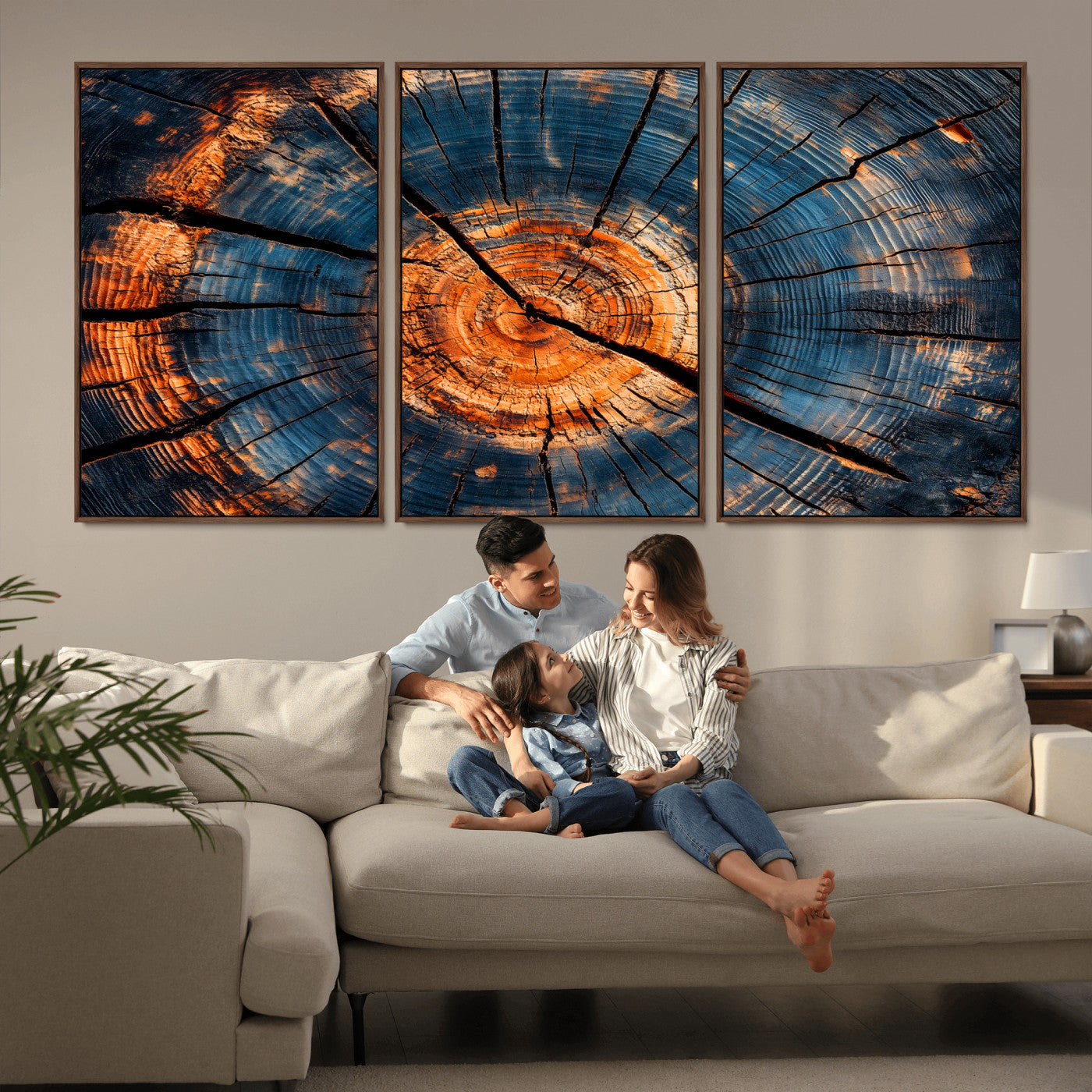 81894502-MGV-CV-36X24-Burnt Wood Wall Art Canvas Print, Framed Aged Timber Art Picture Print, Rustic Tree Slice Perfect Rustic Decor Artwork for Home,