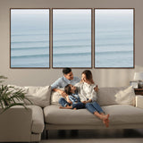 47814787-MGV-CV-36X24-Ocean Waves Wall Art Canvas Print, Framed Solo Surfer Art Picture Print, Wave Lines Perfect Minimalist Ocean Decor Artwork