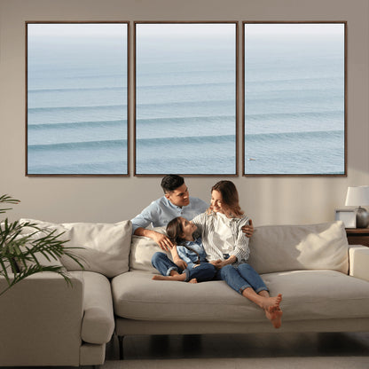 47814787-MGV-CV-36X24-Ocean Waves Wall Art Canvas Print, Framed Solo Surfer Art Picture Print, Wave Lines Perfect Minimalist Ocean Decor Artwork