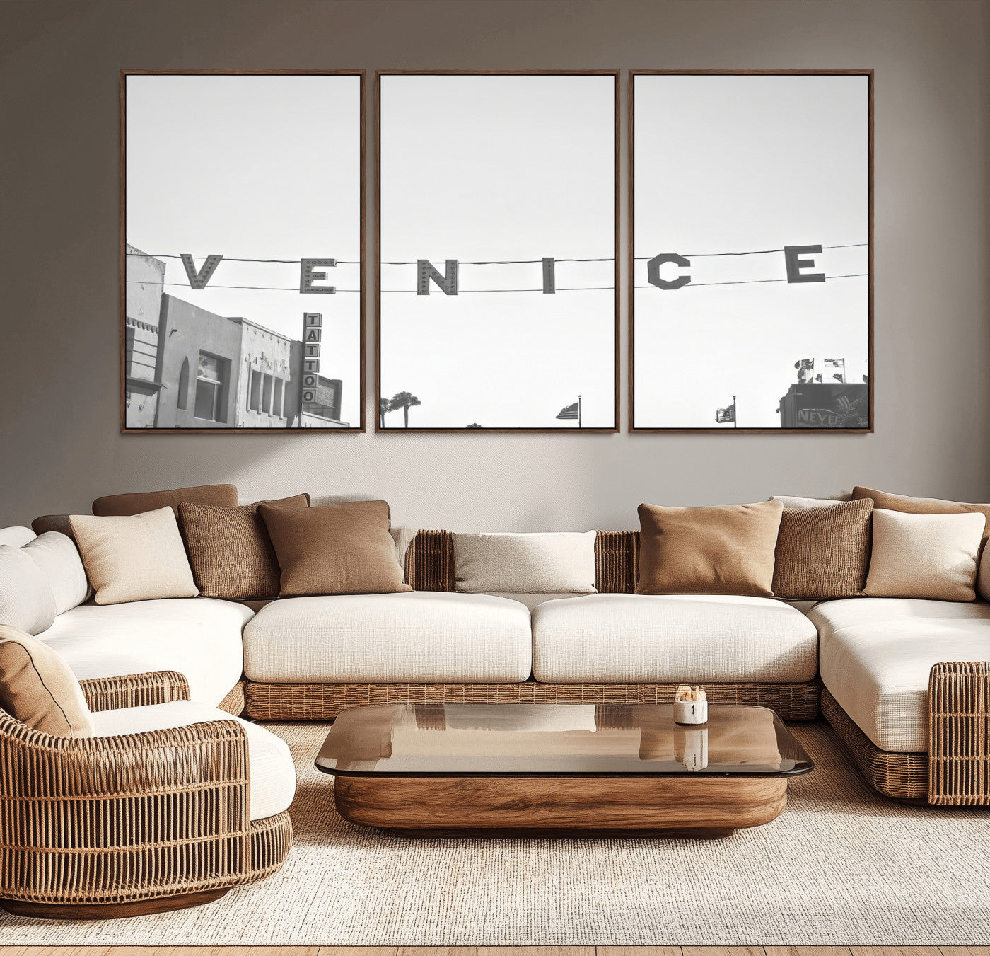 68254589-MGV-CV-36X24-Venice Sign Wall Art Canvas Print, Framed Venice Letters Art Picture Print, Los Angeles Perfect Minimalist Urban Decor Artwork