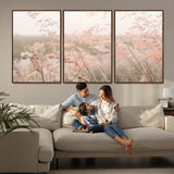 79164340-MGV-CV-36X24-Pastel Grasses Wall Art Canvas Print, Framed Soft Meadow Art Picture Print, Field in Breeze Perfect Pastel Minimal Decor Artwork